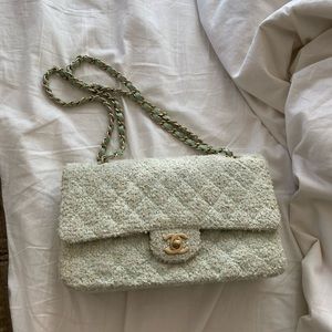Chanel Mint Green Tweed Double Flap Bag